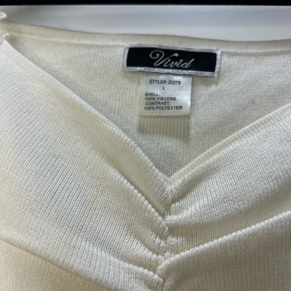 Vivid Cream Ruched Ruffled Blouse - Picture 4 of 4